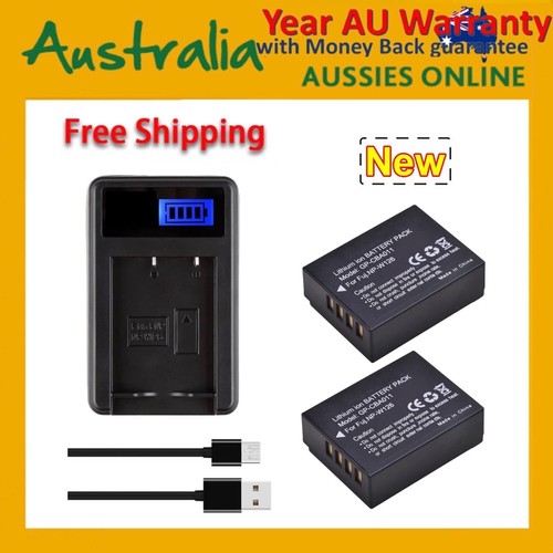 2 Packs NP-W126 Battery With LCD Charger - USB Cable Charger With Type C Port For Fujifilm NP-W126 NP-W126s, Fuji FinePix HS30EXR HS33EXR HS50EXR X-A1