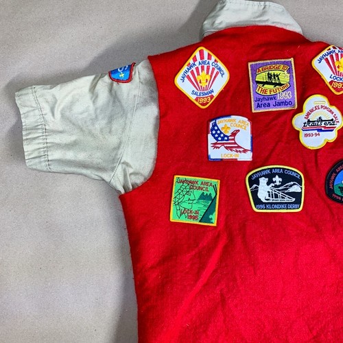 Vintage Boy Scouts Tan Uniform Shirt & Red Vest with Patches BSA - Picture 13 of 17