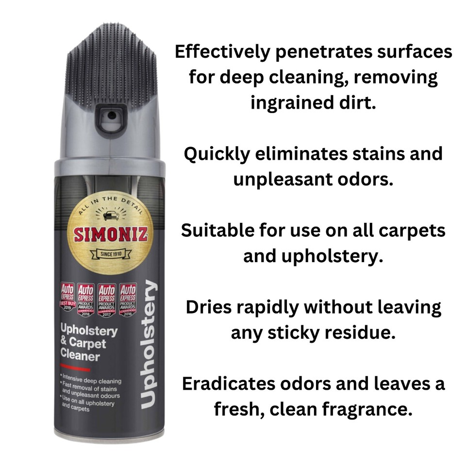 2 x Simoniz Car Upholstery Fabric Carpet Cleaner Foam Stain Remover