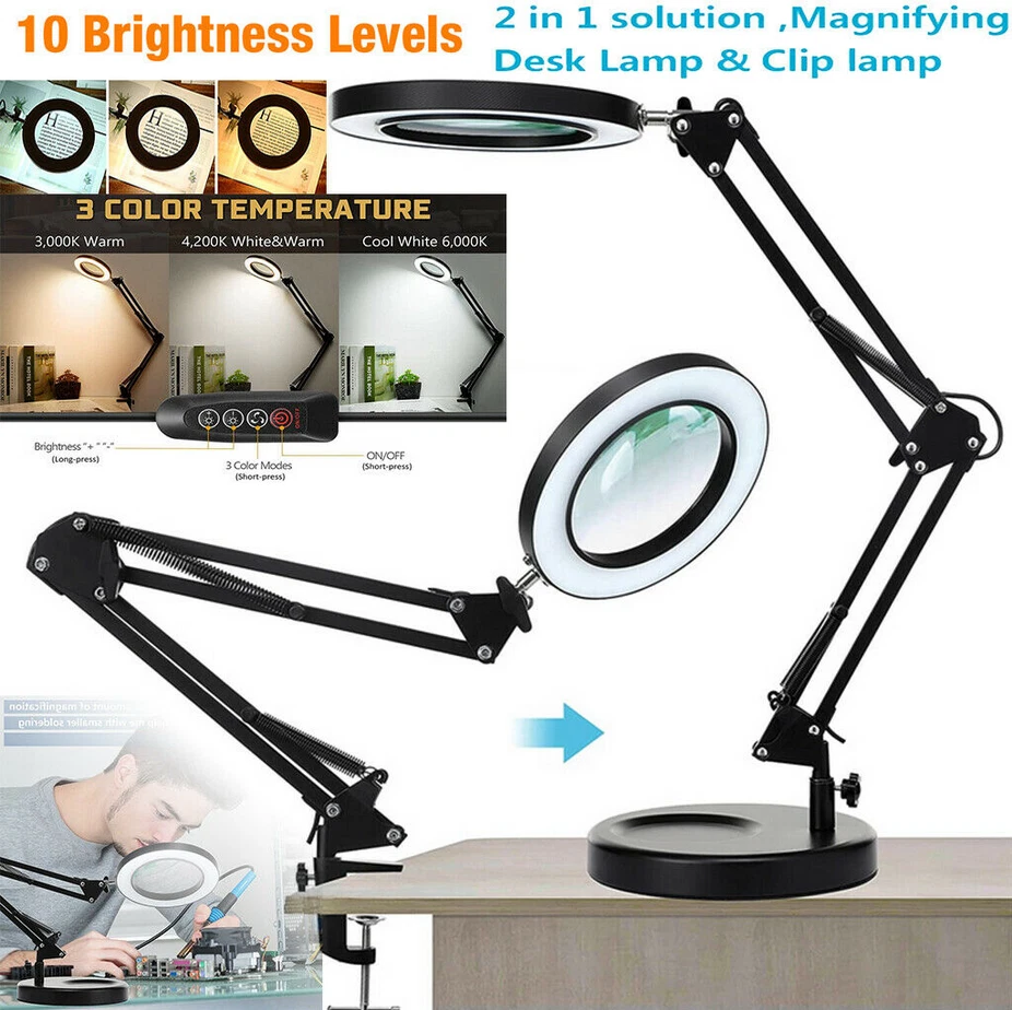 8X Lampe Loupe LED Lampe à Pince Portable Lampe de Bureau Rotation à 360°  Rechargeable USB Lampe Esthetique Protection des Yeux pour Lecture  Maquillage Nail Art Tatouage : : Luminaires et Éclairage