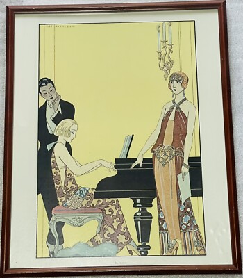 Vintage Framed Art Deco Incantation Georges Barbier Print 16 3/4  X 20 3/8 