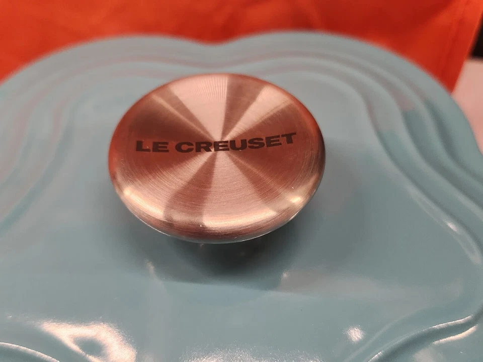 Le Creuset 2qt Cocotte Fleur Enameled Cast Iron Flower Dutch Oven Turquoise New - Image 4 of 4