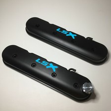 Tall Ls Valve Covers With Lsx Logo Black Wlight Blue Lsx 241-407 Tall Ls Valve Covers With Lsx Logo Black Wlight Blue Lsx 241-407