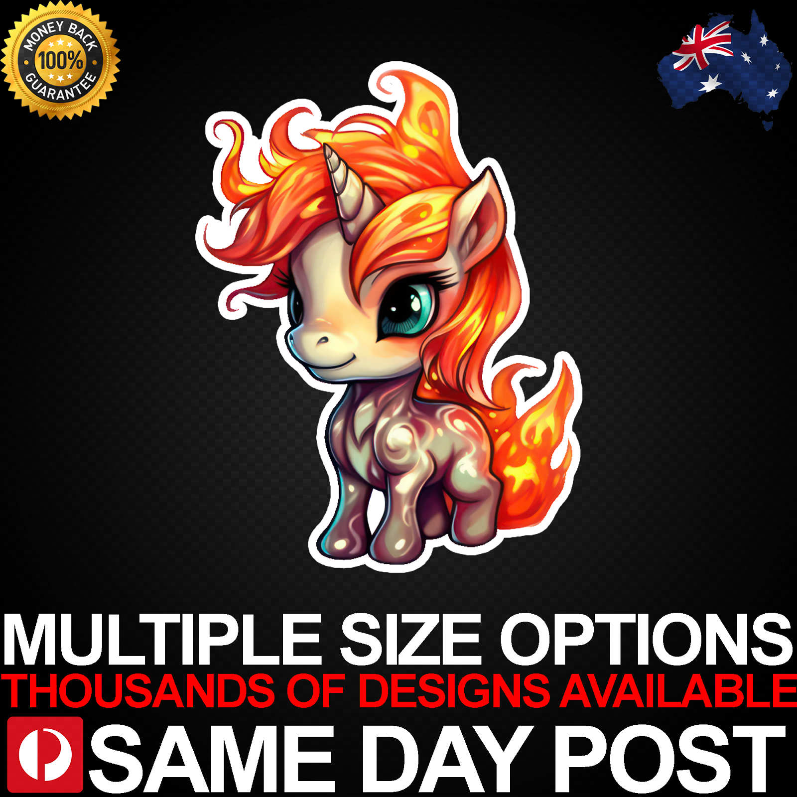 Adorable Fire Unicorn Vinyl Sticker for Cars, Laptops, and More