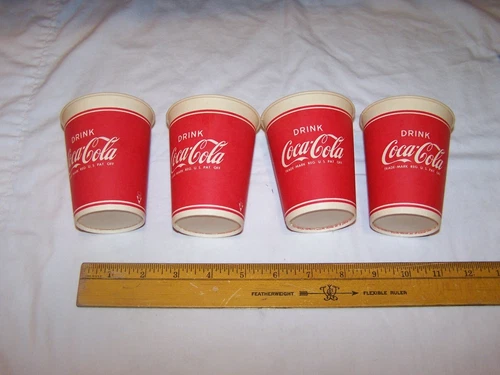 4 Vintage DRINK COCA COLA - HAVE A COKE 9oz Wax Paper Cups