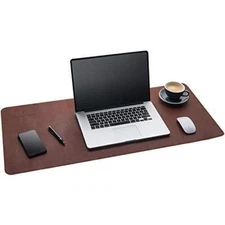 Leather Mat Office Desk Pad Large 36 x 17 Dark Brown Desk Mats