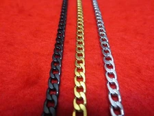 16"-48" Men Stainless Steel Gold-Silver-Black -Plated, 5mm Curb  Cuban Chain