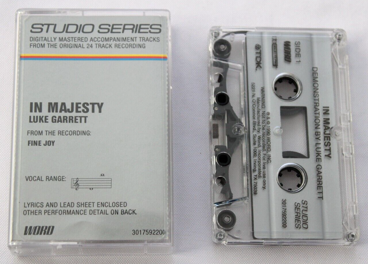 LUKE GARRETT IN MAJESTY STUDIO SERIES CASSETTE ACCOMPANIMENT TRACKS+LYRIC SHEET