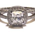 18k white gold .23ct 5x5mm princess halo diamond semi mount engagement ring 7 — photo 2