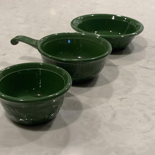 TST Oven Safe USA Set of 3 Serving Bowls Emerald Green Salsa Guac Queso Dip - Picture 4 of 14