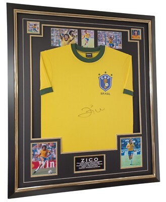 Brazil Legend Zico Signed Shirt Autographed Jersey Framed Display