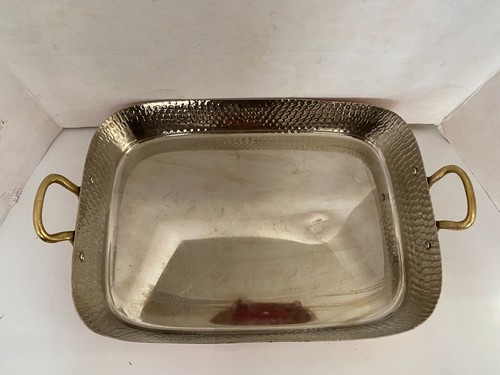 "Tostador rectangular martillado grande vintage de cobre 15"" x 10,5"" Corea" - Imagen 2 de 5