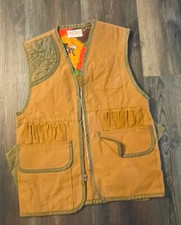 VTG SafTbak Bird Hunting Vest Brown Pockets Canvas Game Pouch Size Mhas