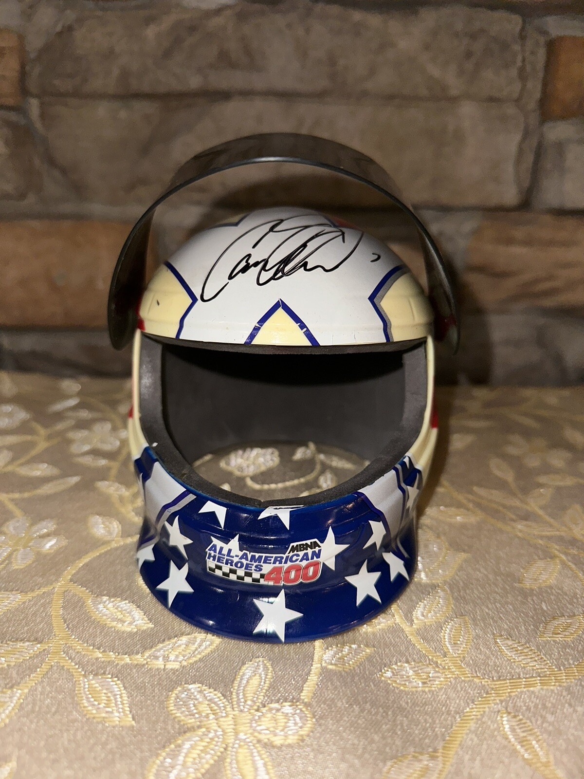 MBNA Motorsports Autograph Mini Helmet All American Heroes 400 NASCAR ...