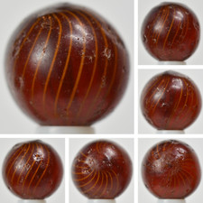 Handmade Gooseberry Marble, Dark Amber Glass, 11/16 in, Good , Germany, S1424