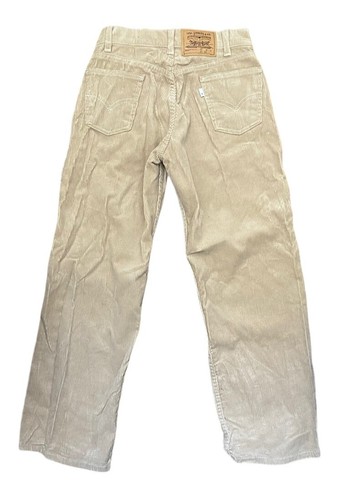 Vintage 90s Levi 565 Wide Leg Corduroy Pants Sz 12 Regular (26x26) Khaki - Picture 5 of 8