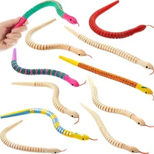 Gejoy 80 Pieces 12 Inch Wooden Snakes Unfinished Wiggly Jointed Flexible Wood...