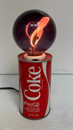 Vintage 12 oz Steel Can of Coke Coca Cola Light with Flickering Flame Light Bulb