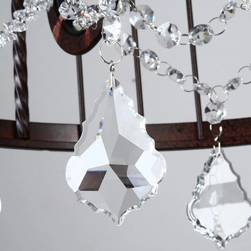 Vintage Iron Crystal Birdcage Chandelier E12 Base×4 No Bulbs - Imagem 4 de 4