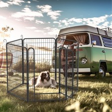 6 Panels Heavy Duty Metal Playpen 39.37" Dog Fence Pet Exercise Pen with Door