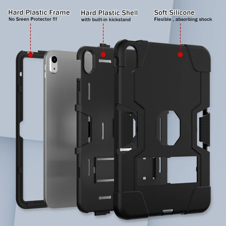 For iPad (A16) 11th Gen 11" / 10th Gen 10.9" Heavy Duty Rugged Case Stand Cover - Image 3 of 4