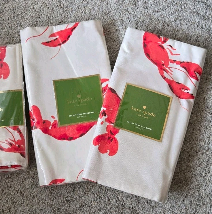 NUEVO EN CAJA KATE SPADE LANGOSTA FIESTA 8 SERVILLETAS Y 8 MANTELES INDIVIDUALES Foto 3 de 4