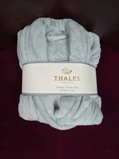Thales Bath & Spa Luxury Velvet Robe  Light Blue