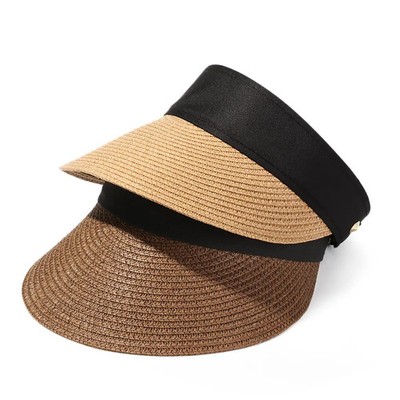 Foldable Portable Beach Hat Wide Brim Sun Hat Roll-up Summer Casual Straw Cap Vi