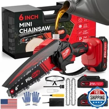 Mini Chainsaw, 6 Inch Cordless Electric Chainsaw, Handheld Chain Saw - Portab