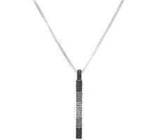 H by Halston 36" Necklace with Pave Pendant, Silvertone