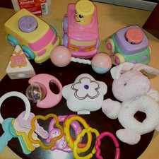 Baby Toddler Vintage Plastic Colorful Pastel Toys Rattles Teethers Bundle Lot