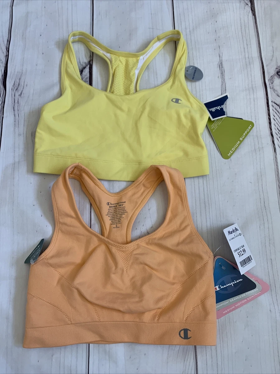 Champion women’s small yellow orange racer back sports bras lot of 2