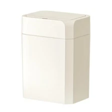 Bathroom Trash Can with Lid 3.5 Gallon Motion Sensor Slim Waterproof Beige
