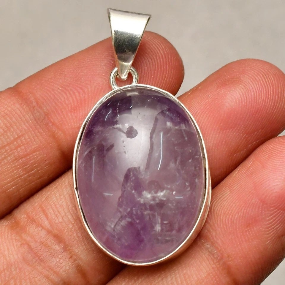 Ciondolo gioiello fatto a mano in argento sterling 925 con pietra preziosa am... - Immagine 3 di 4