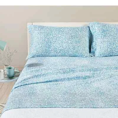 Completo Lenzuola Caleffi "Neve" In Flanella Di Cotone Letto Matrimoniale