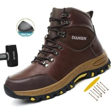 Waterproof Work Boots for Men Slip-on Steel Toe Safety Shoes Sneakers Non slip