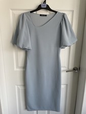 Ladies Blue BOOHOO Short Puff Sleeve Midi Stretch Dress - Size 10