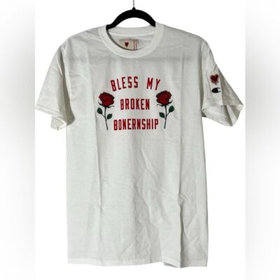 Champion emotionally unavailable short sleeve shirt top cotton white size small