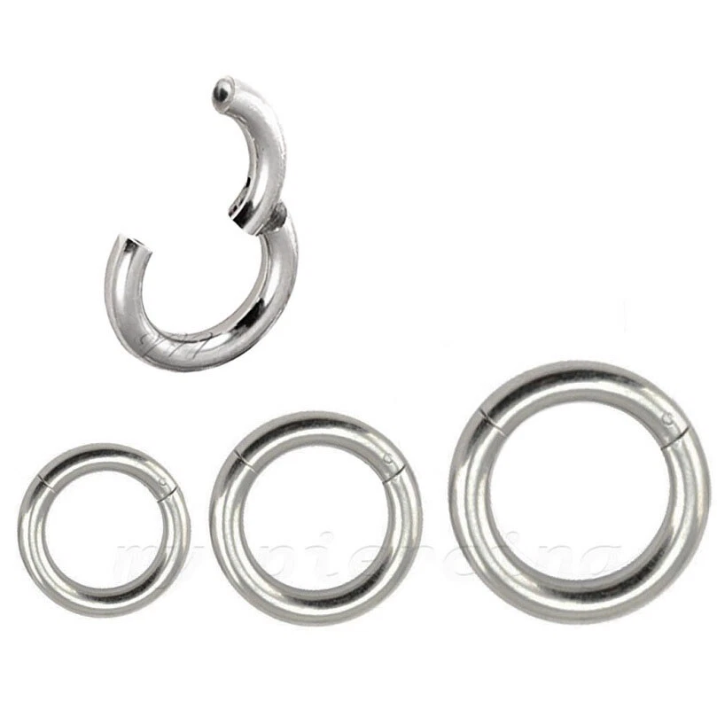 16g 14g 12g 10g 8g 6g 4g 2g Hinged Segment Ring Steel Ears Lip Nose Septum Ring - Image 3 of 4