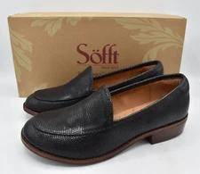 Sofft Womens Size 8.5 Napoli Black Leather Slip On Loafers Shoes