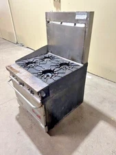 FRANKLIN CHEF NATURAL GLASS 4 BURNER BUILT IN STOVE RANGE WITH OVEN ON CASTER