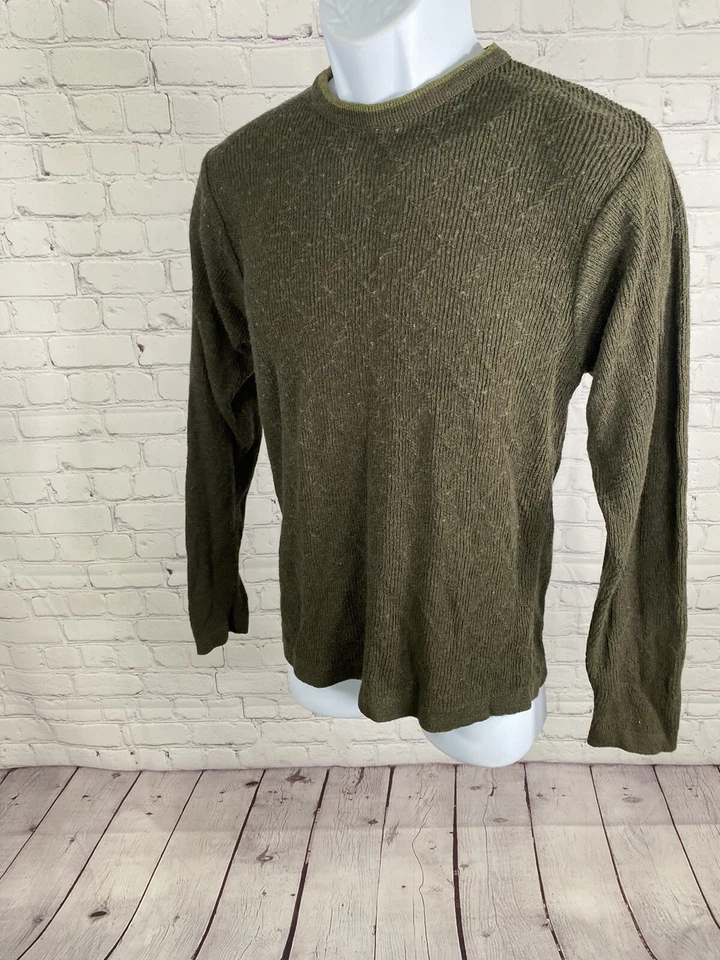 Suéter tejido cuello redondo verde Forrest mezcla de lana de Murano Italia para hombre S Foto 3 de 4