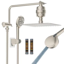 Filtered Shower Head 10” Square Rainfall Shower Head with Handheld High Pressure
