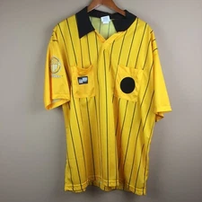 Official sports men’s xL soccer referee jersey 100% polyester Yellow and black