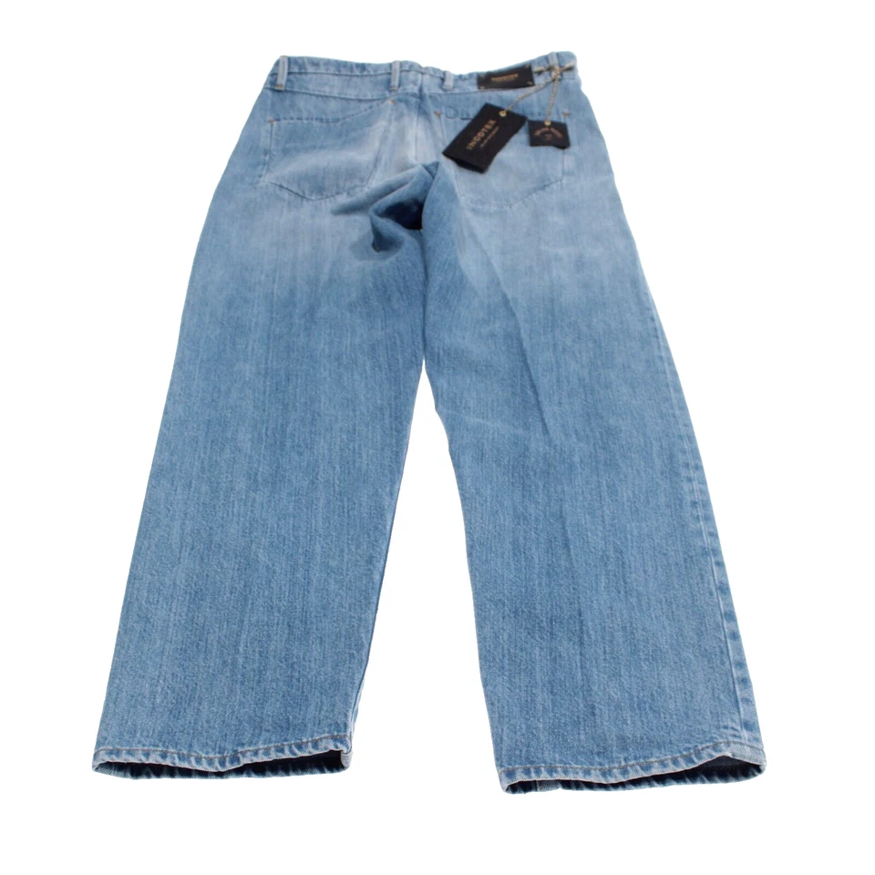 Chinos/pantalones informales plisados Incotex nuevos con etiquetas talla 33 EE. UU. en azul 100 % algodón denim Foto 4 de 4