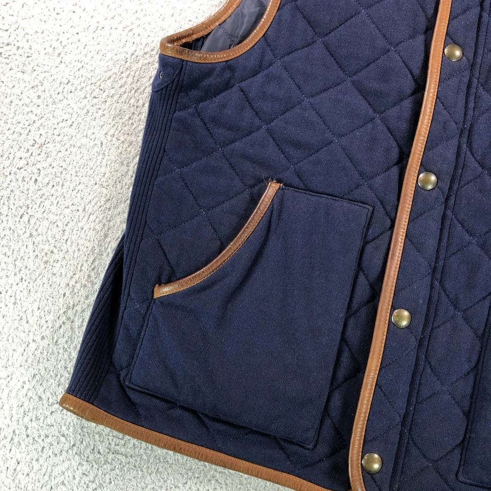 Мужской жилет Polo Ralph Lauren размер XL синий кашемировый хлопок герб кожаная отделка стеганая - Изображение 4 из 4