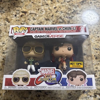 Funko Pop! CAPTAIN MARVEL vs. CHUN-LI Vinyl BOBBLEHEAD Figure New In Box 2 Pack