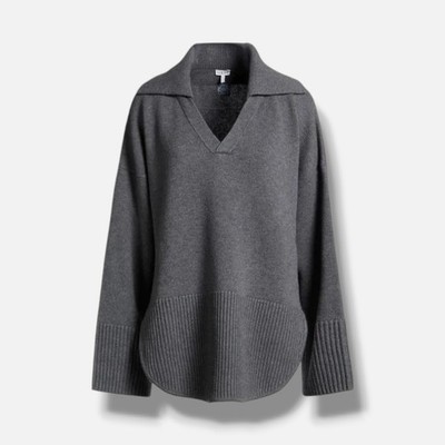 Loewe Women's Gray Embroidered Wool Sweater Size S