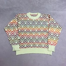 Vintage Knitted Jumper Abstract Patterned Knit Sweater Women's M 12-14 