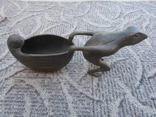 Metal Casting -Frog pulling a Sea Shell 6-1/2" long and 2-1/2" High